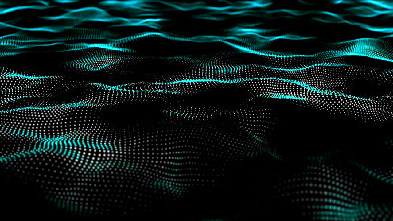 Light Blue Tech Wave Data Network as Particle System Loopable Background Video Animation.