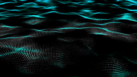 light blue tech wave data network as particle system loopable background video animation.