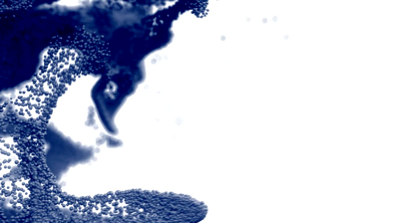 Sfere astratte che si muovono attraverso l'inquadratura come liquido