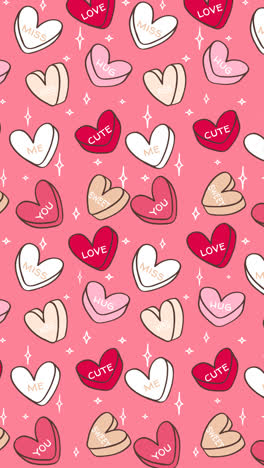 motion graphic of lovely conversation hearts pattern