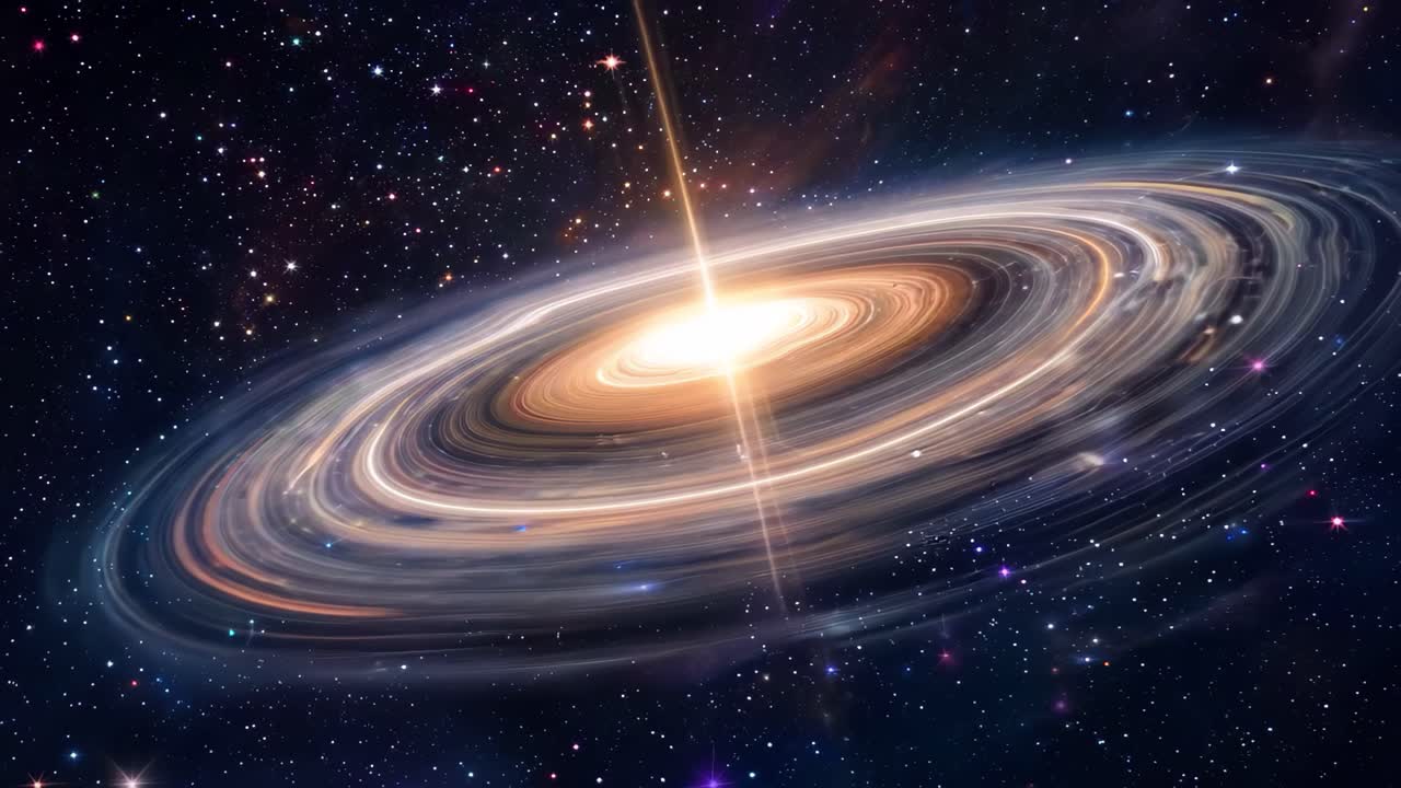 Galaxy with stars in the universe, nebulae coming towards the camera as we fly