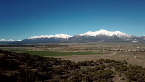 drone shot of high mountain valley in colorado rocky mountains