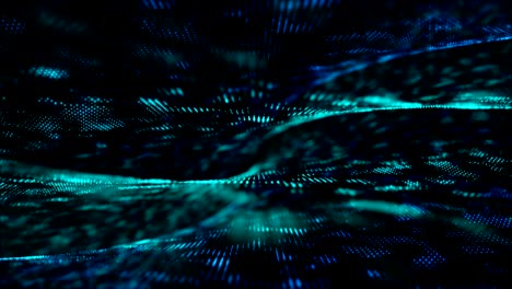abstract background blurry and lighting particle moving on the dark for cyber futuristic concept with grain processed