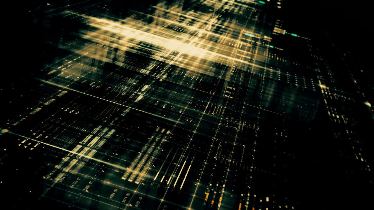 Futuristic screen display matrix, hi-tech digital data telemetry with encrypted numbers, display dynamic background for computer desktop screen display format