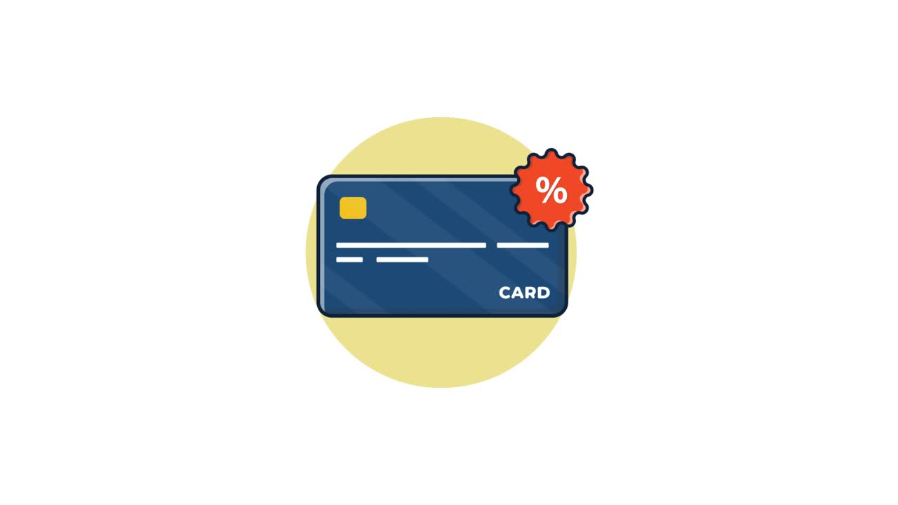 Animated Credit Card with Percentage Symbol Icon