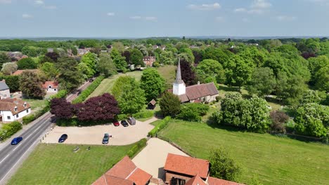 All Saints' Church, Stock, Essex UK Panning drone aerial