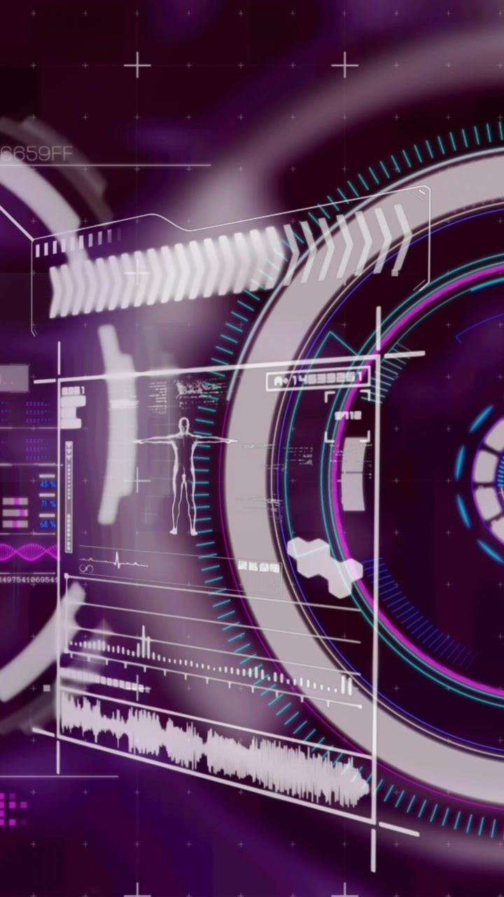 Animation of data processing on black background
