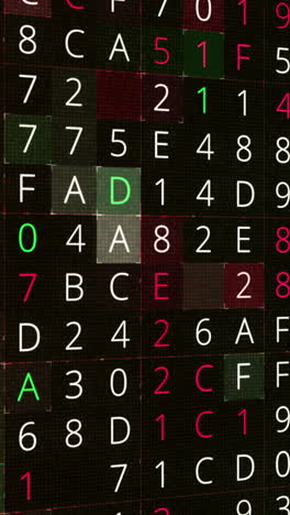 visualización digital con letras y números
