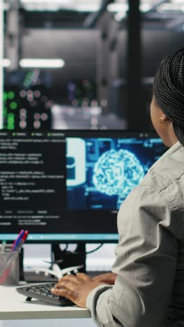 vertical video technicians in ai server hub collaborate to protect against data theft