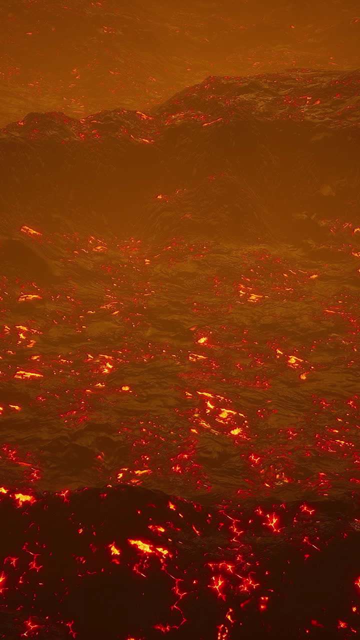 Molten Lava Flowing Across a Volcanic Landscape