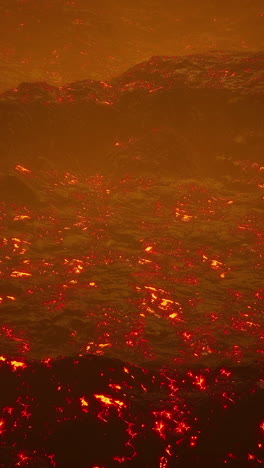 molten lava flowing across a volcanic landscape