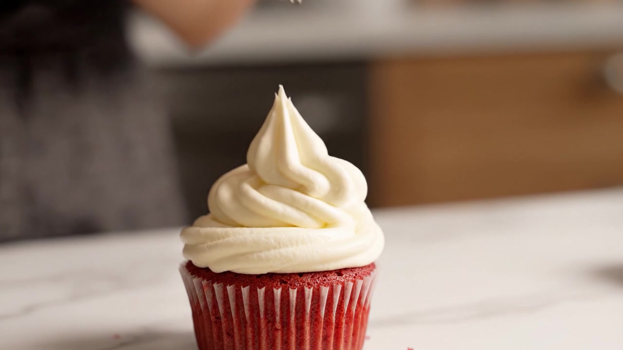 Decorare deliziosi cupcake Red Velvet: una guida passo-passo per glassare e guarnire perfettamente i cupcake Red Velvet con glassa cremosa.