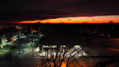 colorful sunset on horizon at night