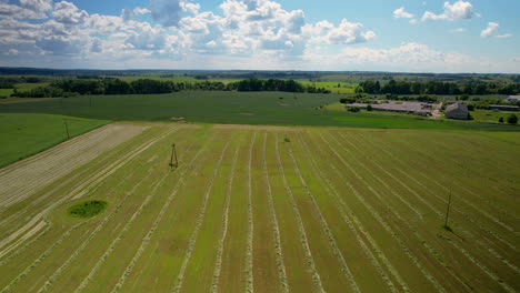 drone footage of agricultural field at countryside in europe