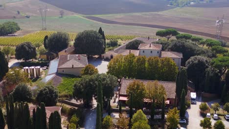 magic aerial top view flight manor
tuscany wine growing area mediteran italy fall 23