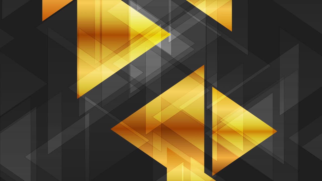 Technology motion backgroud with black and golden triangles