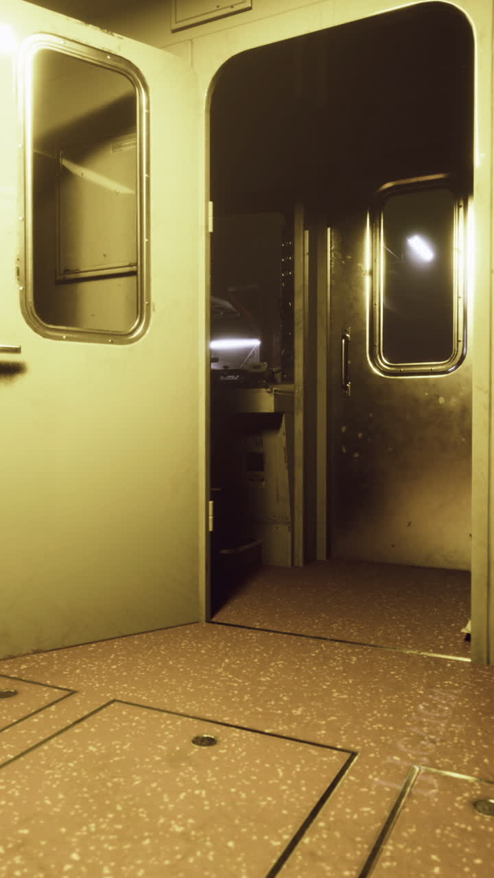 Tranquilla ambientazione notturna in una stazione con illuminazione soffusa e un passeggero