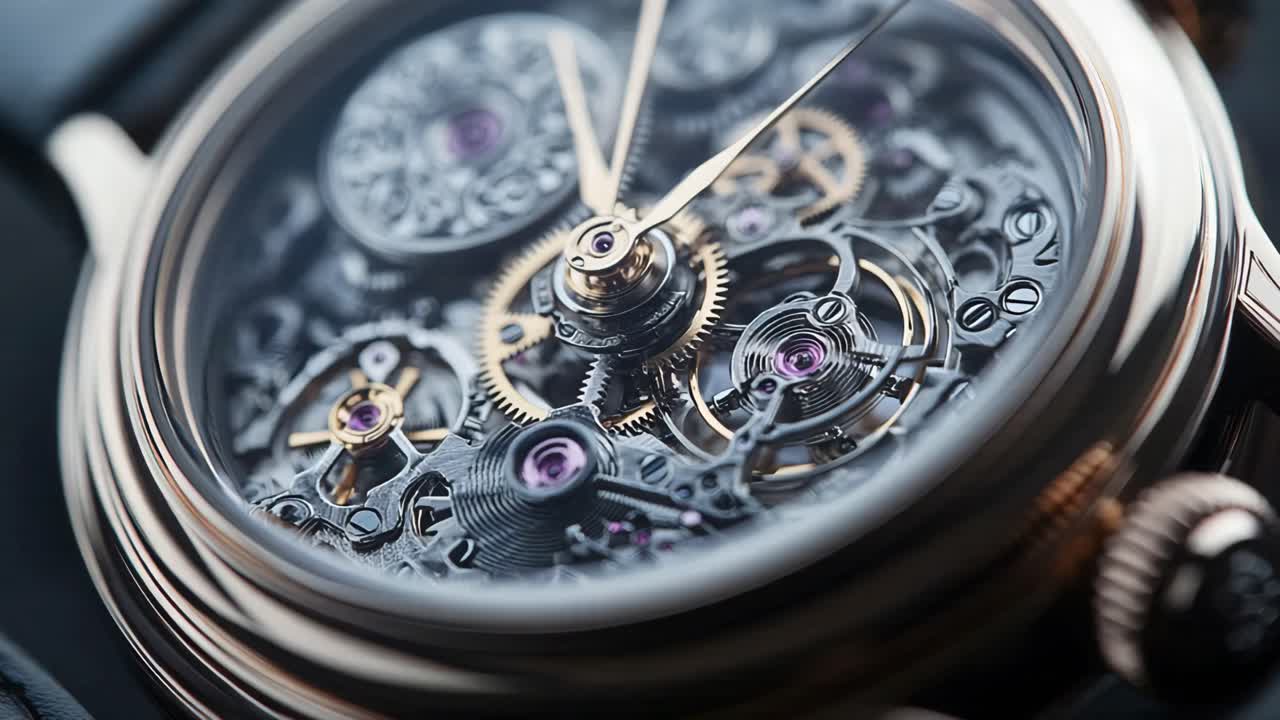 Detailed View of a Luxury Mechanical Watch Movement