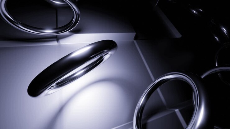Abstract 3D Rendering of Shiny Metal Rings
