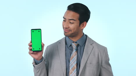 Business-man,-green-screen-phone