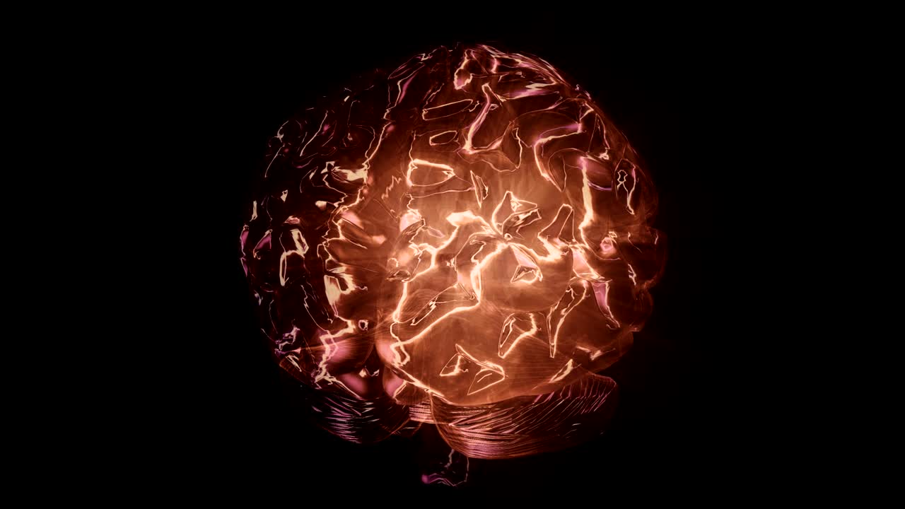 modelo de computadora de rotación cíclica del cerebro humano. animación con canal alfa