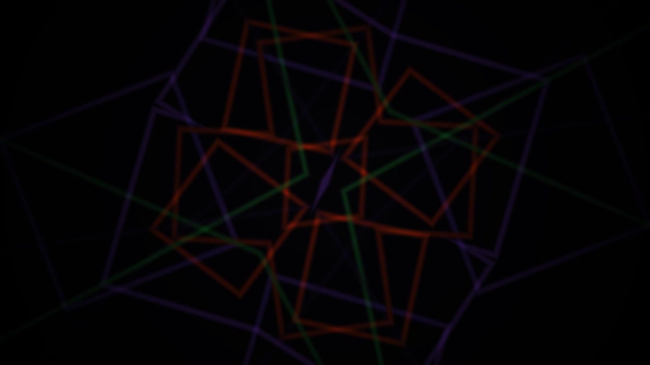 Abstract Geometric Animation of Rotating Colorful Neon Squares