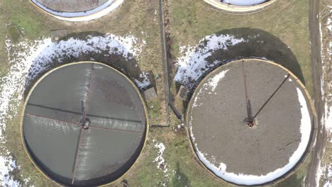 wastewater plant, aerial view. cleaning, purification and filtration of sewage water