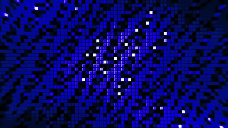 abstrakter blauer hintergrund mit leuchtenden quadraten