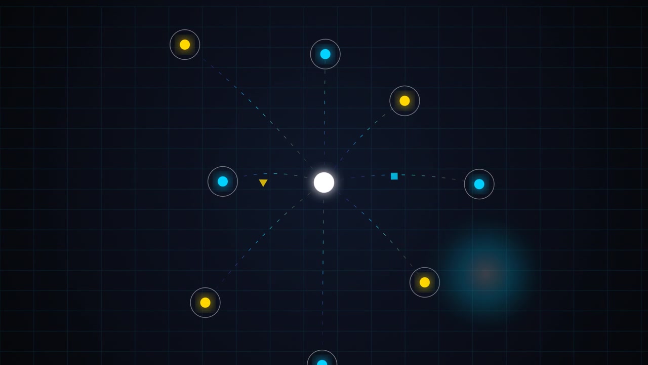 Abstract Motion Graphics with Rotating Geometric Nodes and Glowing Center