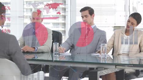 animación de las estadísticas y el procesamiento de datos durante la reunión de negocios