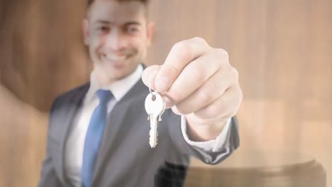 Digital-animation-of-real-estate-agent-holding-keys-4k