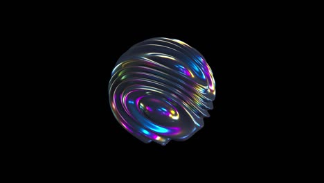 3d iridescent waving sphere. smooth abstract liquid shape.