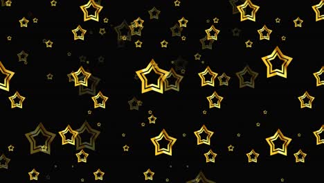animation of gold christmas stars falling on black background