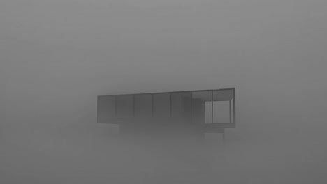 modern house in fog