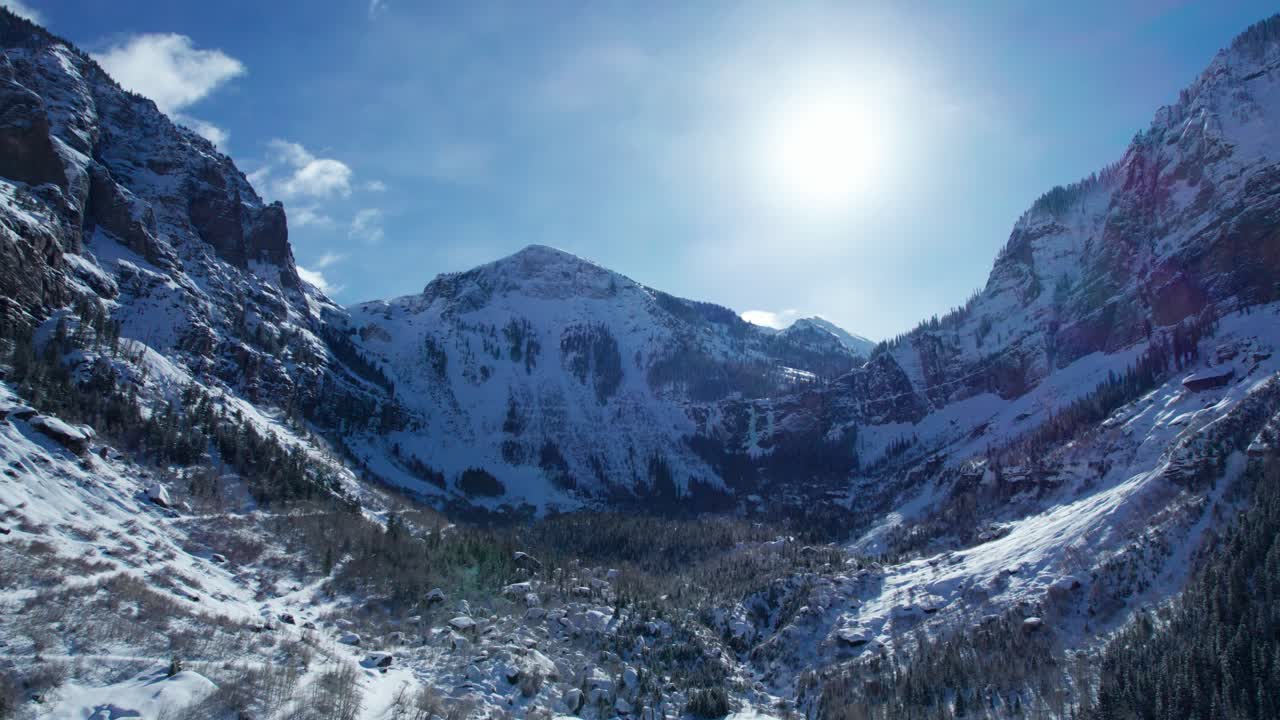 콜로라도주 텔루라이드에서 화창한 날 흑곰의 드론 공중 전망