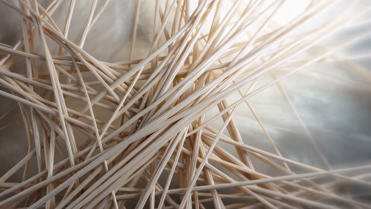 Closeup Of Wooden Toothpick Bundle Captured In Soft Light Macro Texture Study Revealing Tangled Composition