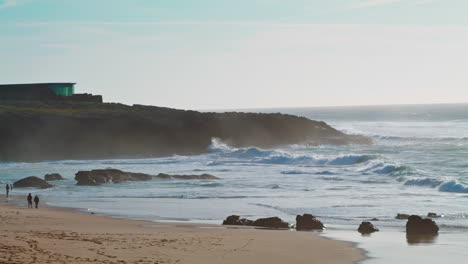 ocean water washing beach on sunny morning. beautiful coastline landscape.