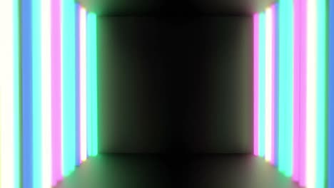 animation of multicoloured neon light lines flickering on black background