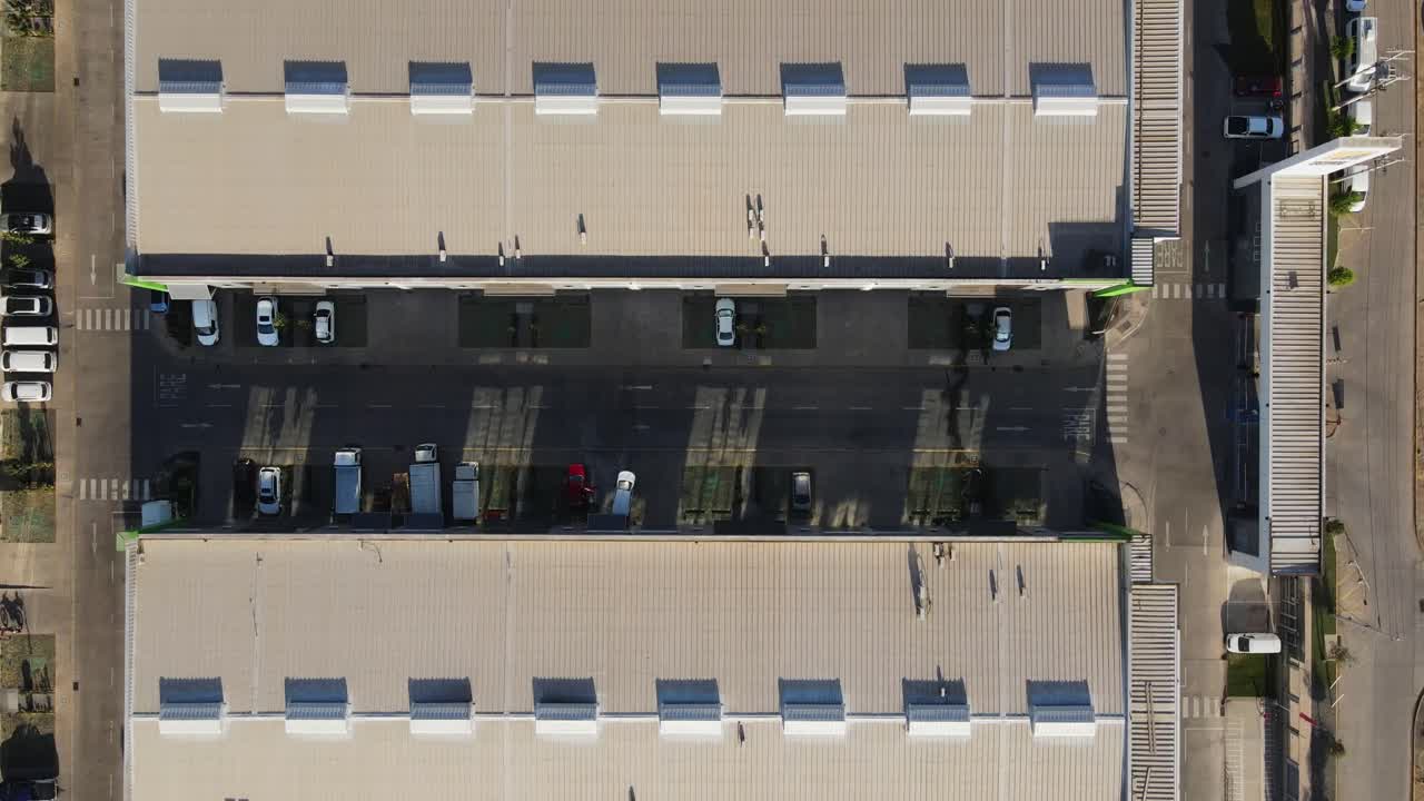 Aerial shot of warehouses in industrial zone