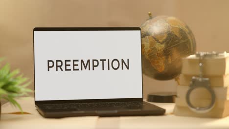 preemption displayed in legal laptop screen