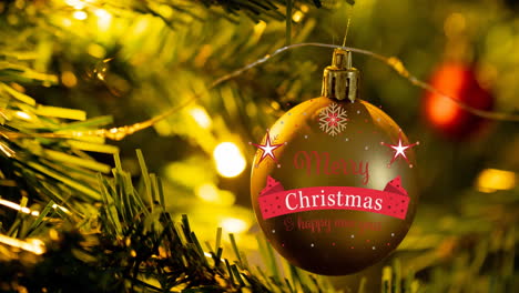 Animation-of-christmas-greetings-text-over-christmas-decorations