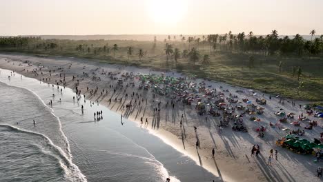 sunset at french beach tropical tourism landmark at maceio alagoas brazil. landmark beach at northeast brazil. tropical travel. travel destination.