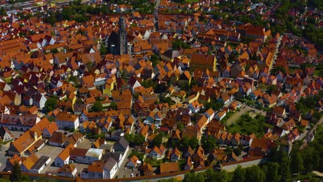 aerial view of old town of the city nördlingen in germany