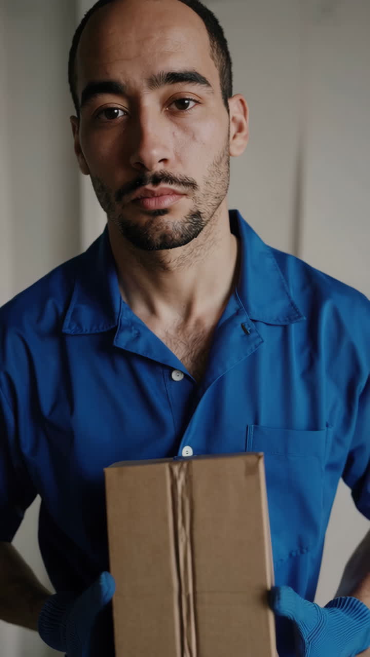 persona de entrega que tiene un paquete