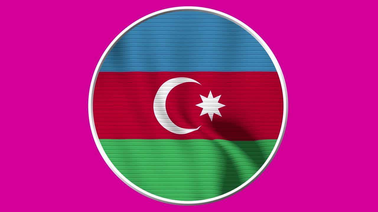 Aserbajdsjan Cirkulært Flag Loop - Realistisk 4K flag, der blafrer i vinden