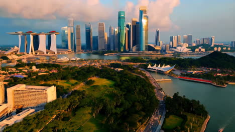 singapore skyline at sunrise/sunset