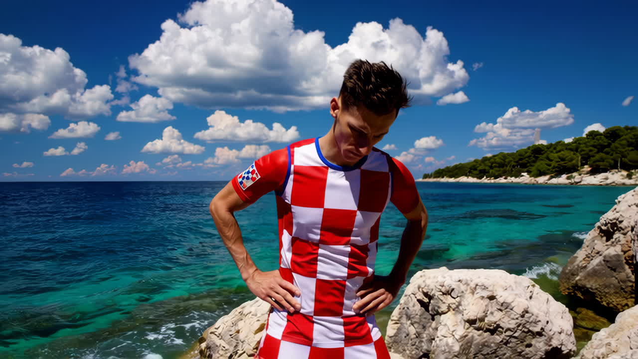 Croatian Soccer Player by the Sea