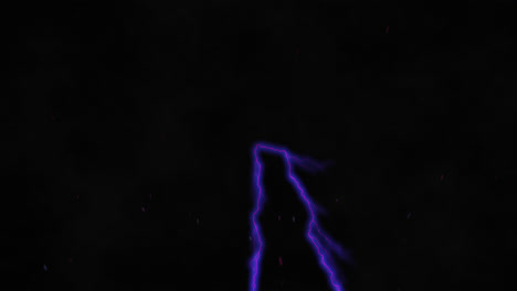 purple bolts of electrical current moving wildly across a black background