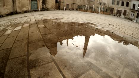 reflection in puddle of selimiye mosque