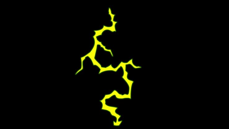 Animazione fulmine giallo isolato su sfondo nero